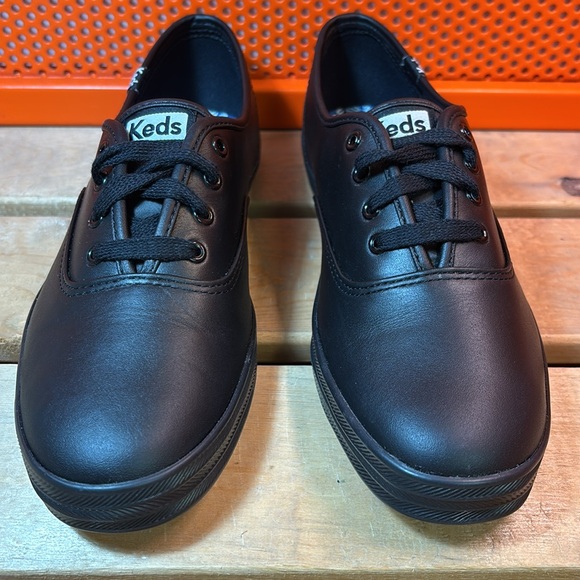Keds Women's Champion Black/Black Leather - Picture 5 of 9